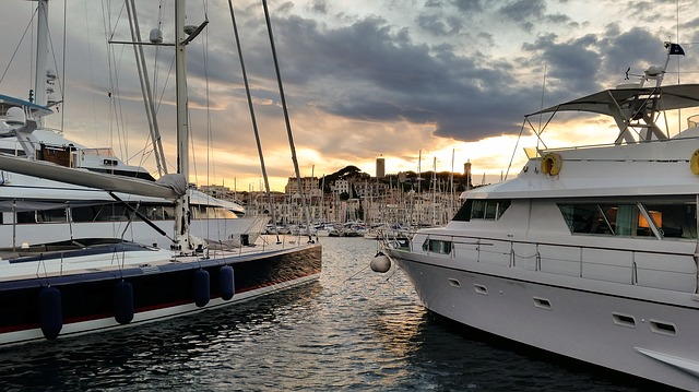 View of Cannes from the sea.